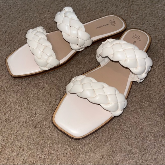 Time and Tru size 10 women’s sandal flats cream with braided straps - Picture 3 of 8